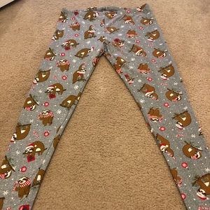 Ladies Size 12/14 Fleece Lined Sloth Leggings